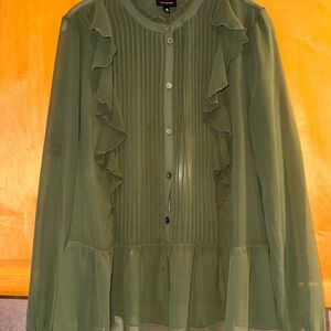 Elegant Green Ruffle Blouse